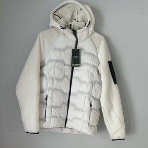 Boss Men's Ivory Hooded Puffer Jacket